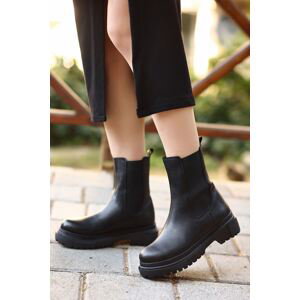 armonika Women's Black Flr1850 Side Elastic Thick Soled Boots