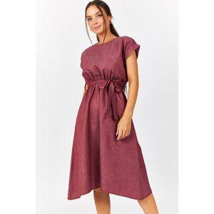 armonika Women's Damson Elastic Tie Waist Dress