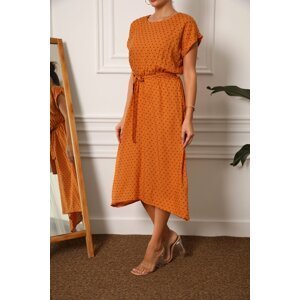 armonika Women's Orange Pompoms, Elastic Tie Waist Dress
