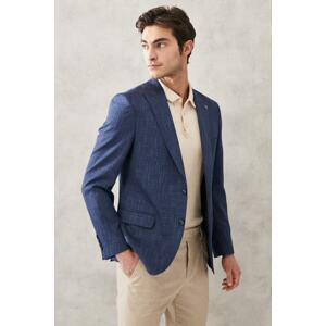 ALTINYILDIZ CLASSICS Men's Navy Blue Slim Fit Slim Fit Dovetail Patterned Casual Blazer Jacket