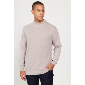 ALTINYILDIZ CLASSICS Men's Beige Standard Fit Normal Cut Half Turtleneck Cotton Knitwear Sweater.