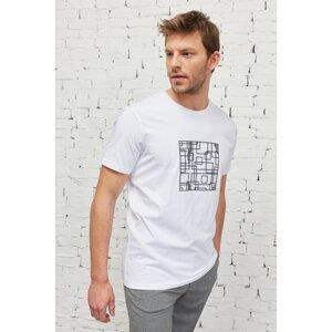 ALTINYILDIZ CLASSICS Pánské bílé slim fit slim fit tričko s bavlněným výstřihem s výstřihem.