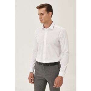 ALTINYILDIZ CLASSICS Men's White Easy-to-Iron Slim Fit Slim Fit Classic Collar Cotton Shirt.