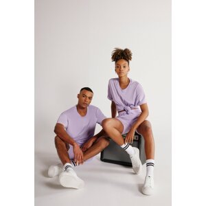 AC&Co / Altınyıldız Classics Unisex lila Oversize Loose Fit, tričko se kulatým výstřihem ze 100% bavlny.