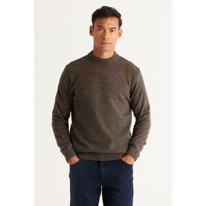 AC&Co / Altınyıldız Classics Men's Milky Brown-Orange Standard Fit Normal Cut Half Turtleneck Wool Knitwear Sweater.