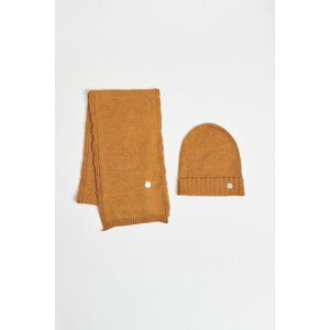 AC&Co / Altınyıldız Classics Men's Mustard Scarf-Beanie Set