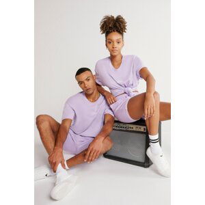 AC&Co / Altınyıldız Classics Unisex Lilac Standard Fit Regular Cut Cotton Shorts with Pockets, Stretchy Knitted.