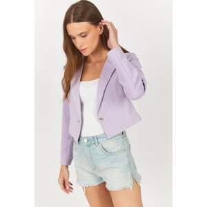 armonika Women's Lilac Single Button Crop Jacket