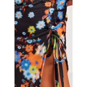 Trendyol Limited Edition Multi Color Printed Fitted Maxi Gathered Stretch Knit Dress