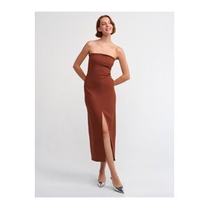 Dilvin 90758 Strapless Dress-brown