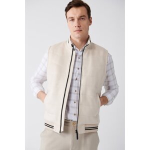 Avva Men's Beige Suede Textured Fiber Comfort Fit Comfort Cut Vest