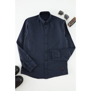 Trendyol Navy Blue Navy Slim Fit Shirt with Leather Accessories