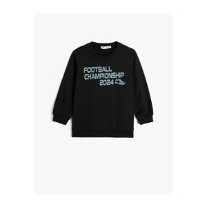 Koton Sweatshirt Long Sleeve Crew Neck Football Themed Print Detailed Raised
