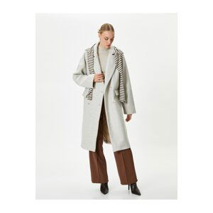 Koton Oversize Cachet Coat Double Breasted Buttoned Covered Pocket