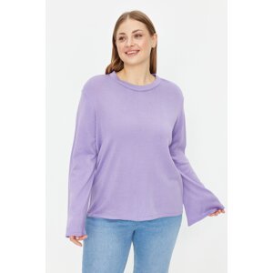 Trendyol Curve fialový španělský rukáv pletený svetr