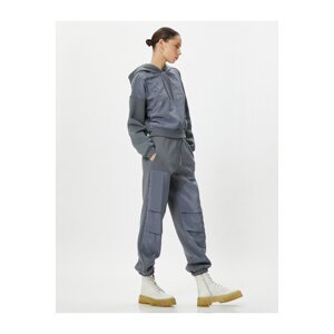 Koton Jogger Sweatpants with Parachute Fabric Detail, Comfortable Fit, Tie Waist Pocket