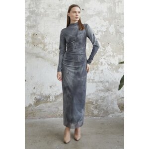 InStyle Batik Pattern Tulle Dress - Gray