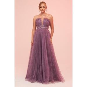 Carmen Lavender Strapless Decollete Decollete Tulle Engagement Dress