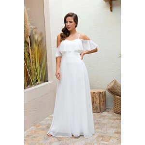 Carmen Long Wedding Dress And Outdoor Shooting Dress With Ecru Straps