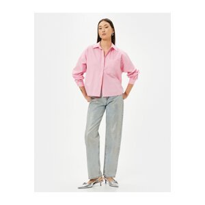 Koton Classic Poplin Shirt Long Sleeve Buttoned Pocket Detailed Regular Fit