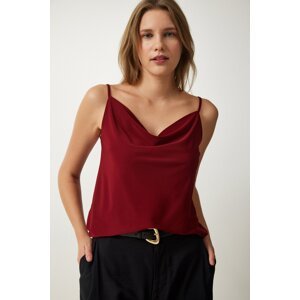 Happiness İstanbul Women's Claret Red Strappy Collar Sandy Knitted Blouse
