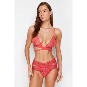 Trendyol Pomegranate Flower Lace Capless Lacing Detailed Knitted Lingerie Set