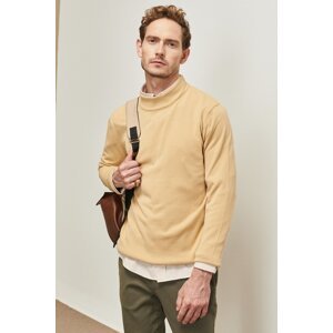 AC&Co / Altınyıldız Classics Men's Beige Anti-Pilling Standard Fit Normal Cut Half Turtleneck Knitwear Sweater.