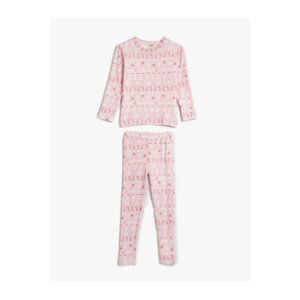 Koton Christmas Themed Printed Long Sleeve Pajamas Set 2 Pieces