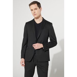 ALTINYILDIZ CLASSICS Men's Black Slim Fit Narrow Cut Mono Collar Knitted Suit