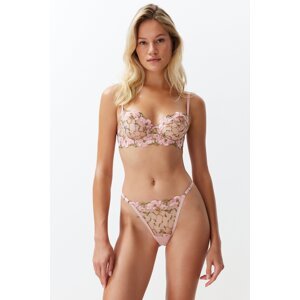 Trendyol Pink Floral Embroidery Capless Knitted Lingerie Set