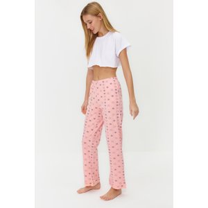 Trendyol Salmon Cotton Star Pattern Knitted Pajama Bottom