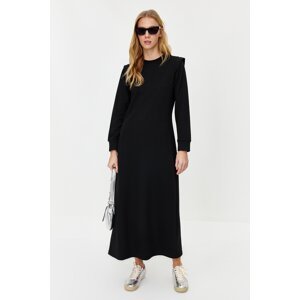 Trendyol Black Shoulder Detailed Plain Knitted Dress