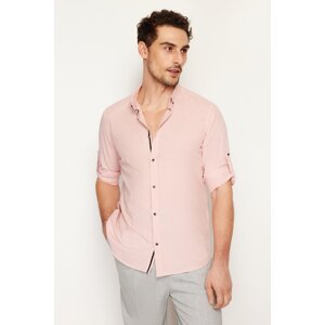 Trendyol Light Pink Slim Fit Button Collar Epaulets 100% Cotton Shirt