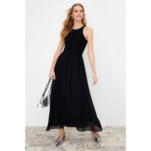 Trendyol Black Midi Knitted Woven Mixed Dress
