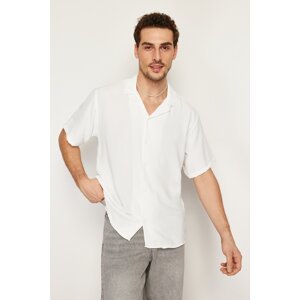 Trendyol White Oversize Fit Summer Short Sleeve Linen Look Shirt