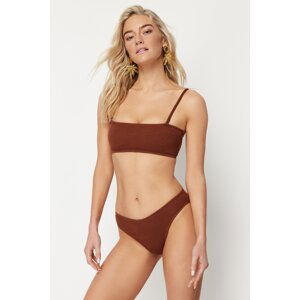 Trendyol Brown Textured Regular Bikini Bottom