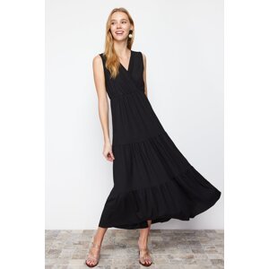 Trendyol Black V-Neck Sleeveless A-Line Maxi Knitted Dress