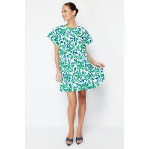 Trendyol Blue Floral Wide Cut Mini Woven Dress