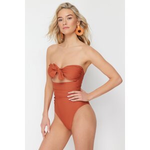 Trendyol Tile Strapless Cut Out/Window Hipster Swimsuit