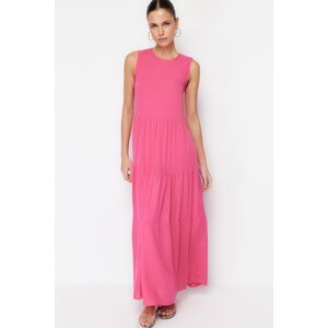 Trendyol Pink Straight Cut Midi Sleeveless Woven Dress