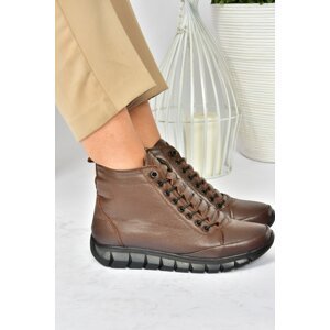 Fox Shoes Brown Genuine Leather Comfort Orthopedic Sole Women's Boots