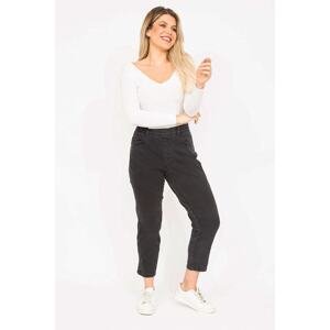 Şans Women's Large Size Black Pocket Stone and Waist Elastic Detailed Lycra Jeans