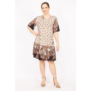 Şans Women's Mink Plus Size Woven Viscose Fabric Shawl Patterned Dress