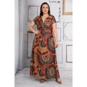 Şans Women's Plus Size Brown Dress With Chest Detail