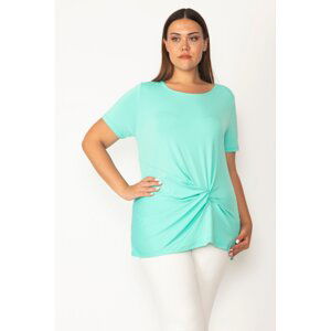 Şans Women's Plus Size Green Ruffle Detailed Blouse