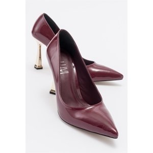 LuviShoes MERLOT Women's Burgundy Patent Leather Heeled Shoes