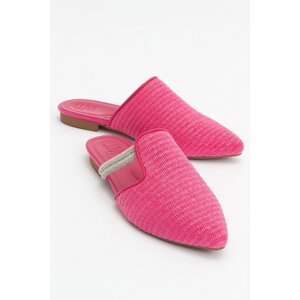 LuviShoes PESA Fuchsia Straw Stone Women's Slippers