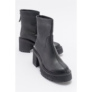 LuviShoes UTAH Women's Black Skin Heeled Boots