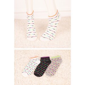 armonika Women's Striped Pattern Short Booties Socks 3-Pack