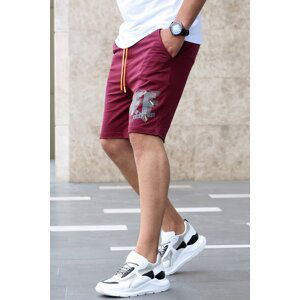 Madmext Men's Printed Burgundy Shorts 4247